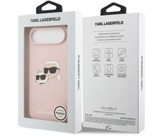 Karl Lagerfeld Liquid Silicone Double Heads MagSafe dėklas skirtas Apple iPhone 17 Air rožinės spalvos