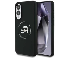 Dėklas Karl Lagerfeld Silicone Double Heads And Circle MagSafe Samsung Galaxy S25 Edge juodos spalvos