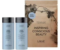 „Lakme Tkn“ kūno priežiūros priemonė mažmeninei pakuotei: šampūnas, 300 ml + balzamas, 300 ml + purškiklis, 300 ml