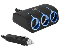 Lamex LTC LTC Adapteris CAR FIRE LED 3 gniazda + kabelis, 120W, juoda.