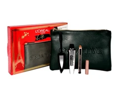 Atelier Kit Set L'Oreal Paris: Bambi Eye Lash Defining Blakstienų tušas Extra Juodas 8.9 ml + Paradise Kajal Eye Pieštukas 1.2 g + Textile Makeup Bag Juodas