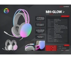 „Mars Gaming MH-GLOW RGB Chroma Flow“ žaidimų ausinės, 3,5 mm / USB