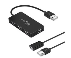 Maxlife Home Office USB 2.0 šakotuvas USB – 4x USB 0,15 m juodas + laidas 1,5 m
