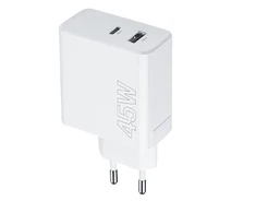 Maxlife MXTC-07-45AC PD QC įkroviklis 1x USB-C 1x USB 45W baltos spalvos