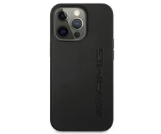 Mercedes Benz Apple iPhone 13 Pro Mercedes AMG dėklas odinis Hot Stamped (AMHCP13LDOLBK) juodos spalvos