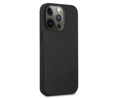 Mercedes Benz Apple iPhone 13 Pro Mercedes AMG dėklas odinis Hot Stamped (AMHCP13LDOLBK) juodos spalvos