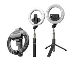 „Mocco 4in1“ universali asmenukių lazda su 3 tonų LED lempute / trikojo stovu / „Bluetooth“ nuotolinio valdymo pulteliu
