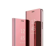 Mocco Clear View atverčiamas dėklas skirtas Samsung Galaxy A42 5G, rožinis