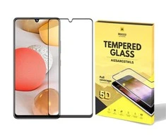 „Mocco Full Glue 5D Signature Edition“ grūdinto stiklo apsauginis stiklas su rėmeliu, visiškai padengiantis visą ekraną, „Samsung Galaxy A42 5G“, Juodas