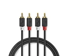 Nedis Garso kabelis 2x RCA -> 2 x RCA 5m Juodas