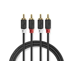 Nedis Aux Audio Cable 2x RCA -> 2 x RCA 10m Juodas