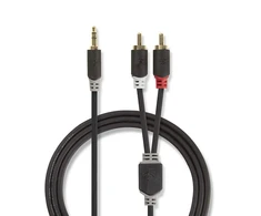 „Nedis“ Aux garso kabelis 3,5 mm -> 2x RCA 3m Juodas