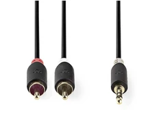 „Nedis“ Aux garso kabelis 3,5 mm -> 2x RCA 3m Juodas