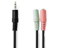 Kabelis Nedis kabelis audio 0,2 m 2 x 3.5mm juoda