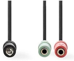 Kabelis Nedis kabelis audio 0,2 m 2 x 3.5mm juoda