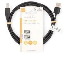 Nedis Kabelis spausdintuvui USB 2.0 A kištukas - USB B kištukas 480Mbps 2m, juodas