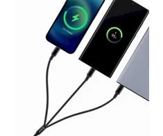 OBAL:ME 3in1 AllConnect greito įkrovimo USB-A/USB-C, Lightning, Micro-USB kabelis 1.2m juodos spalvos