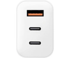 OBAL:ME GaN laidinis įkroviklis USB-A + 2xUSB-C 65W baltos spalvos