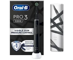 Oral-B elektrinis dantų šepetėlis Pro 3 3500 Jautrus Clean, besisukantis/vibruojantis/pulsuojantis, Design Edition, juodas, ES
