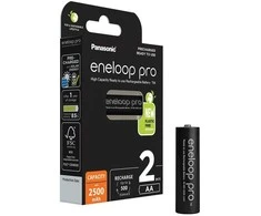 Panasonic Eneloop Pro Batteries AA 2500mAh rechargeable 2pcs.