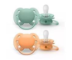 Philips AVENT SCF091/03 Žindukas Ultra Soft 0-6m žalia/oranžinė