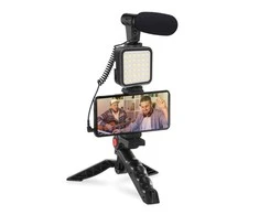 Universalus laikiklis Platinet VLOG 4in1 (mikrofonas; led; laikiklis) juodas