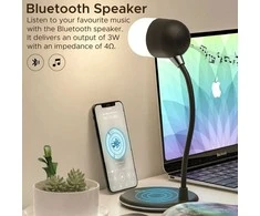 PROMATE LumiQi LED stalinė lempa su belaidžiu įkrovimu ir „Bluetooth“ garsokalbis