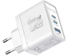 „Promate PowerPort-45 GaNFast™“ sieninis įkroviklis 45 W / QC3.0 / PD45 W