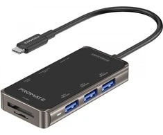 PROMATE PrimeHub-Mini 8in1 USB-C šakotuvas HDMI 4K / LAN / PD 100W / SD / 3x USB 3.0