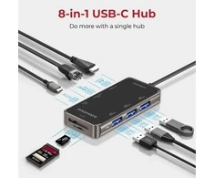 PROMATE PrimeHub-Mini 8in1 USB-C šakotuvas HDMI 4K / LAN / PD 100W / SD / 3x USB 3.0