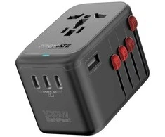 „Promate TripMate-GaN100 GaNFast™“ kelių prievadų sieninis įkroviklis, 100 W / ES/JAV/JK/AU