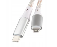 Kabelis USB TelForceOne QUALO kabelis świecący USB-C-Lightning 1M 3A balta ir/sidabrinė QCS-CL-00