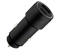 Qualo QLS-AC-38 aliumininis automobilinis įkroviklis 38W / USB-C / USB-A