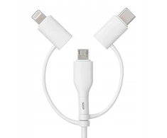 Qualo QRC-CA+M+L-00 laidas 3in1 USB-C - USB-A / microUSB + USB adapteris / 1.5m / 60W / baltas