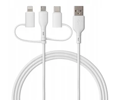 Qualo QRC-CA+M+L-00 laidas 3in1 USB-C - USB-A / microUSB + USB adapteris / 1.5m / 60W / baltas