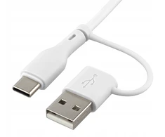 Qualo QRC-CC+A-00 laidas 2in1 USB-C – USB-C / USB-A adapteris / 1.5m / baltas