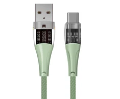 Qualo QTCN-AC-04 Transparent Nylon Cable USB-A – USB-C / 60W / 1.5m / žalias