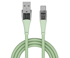 Qualo QTCN-AC-04 Transparent Nylon Cable USB-A – USB-C / 60W / 1.5m / žalias