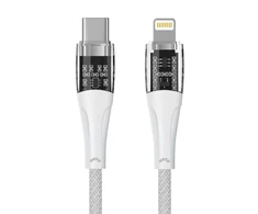 Qualo QTCN-CL-00 permatomas nailono laidas USB-C – Lightning / 12W / 1.5m / baltas