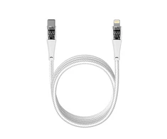 Qualo QTCN-CL-00 permatomas nailono laidas USB-C – Lightning / 12W / 1.5m / baltas