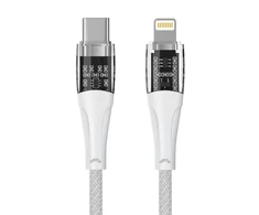 Qualo QTCN-CL-00 Transparent Nylon Cable USB-C – Lightning / 12W / 1.5m / baltas