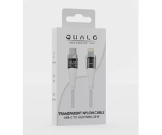 Qualo QTCN-CL-00 Transparent Nylon Cable USB-C – Lightning / 12W / 1.5m / baltas
