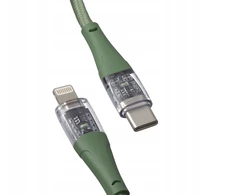Qualo QTCN-CL-04 permatomas nailono kabelis USB-C - Lightning / 12W / 1.5m / žalias