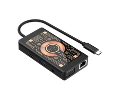 HUB USB Baseus QUALO Transparent HUB USB-C HDMI su funkcija ładowarki bezprzewodowej QTPB5-HUB-18 juoda