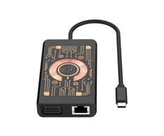 HUB USB Baseus QUALO Transparent HUB USB-C HDMI su funkcija ładowarki bezprzewodowej QTPB5-HUB-18 juoda
