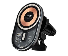 Qualo QTUS-K-15-07 Transparent Car Air Vent Holder with Charging 15W