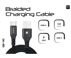 USB kabelis Quick USB-A - USB-C 1,5 m raudonas (4752168141281)