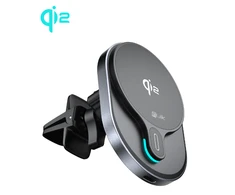 Quik priedai QM-900 magnetinis automobilinis telefono laikiklis su belaidžiu Qi2 įkrovimu, 15 W