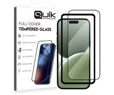 „Quik“ priedai, visiškai padengiantis grūdintą stiklą, skirtas „Apple iPhone 16 Pro“.