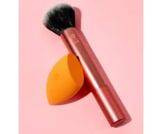 Rinkinys „Real Techniques“: makiažo pagrindas „Real Techniques Blending Foundation Rt 245“ + stebuklinga makiažo kempinėlė „Oranžinis“